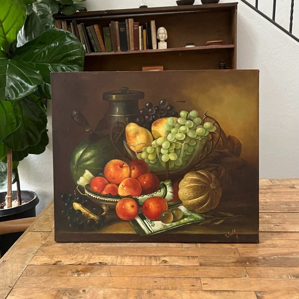 Original Oil Still Life Painting 20" x 24" Realism Signed by Artist Walt